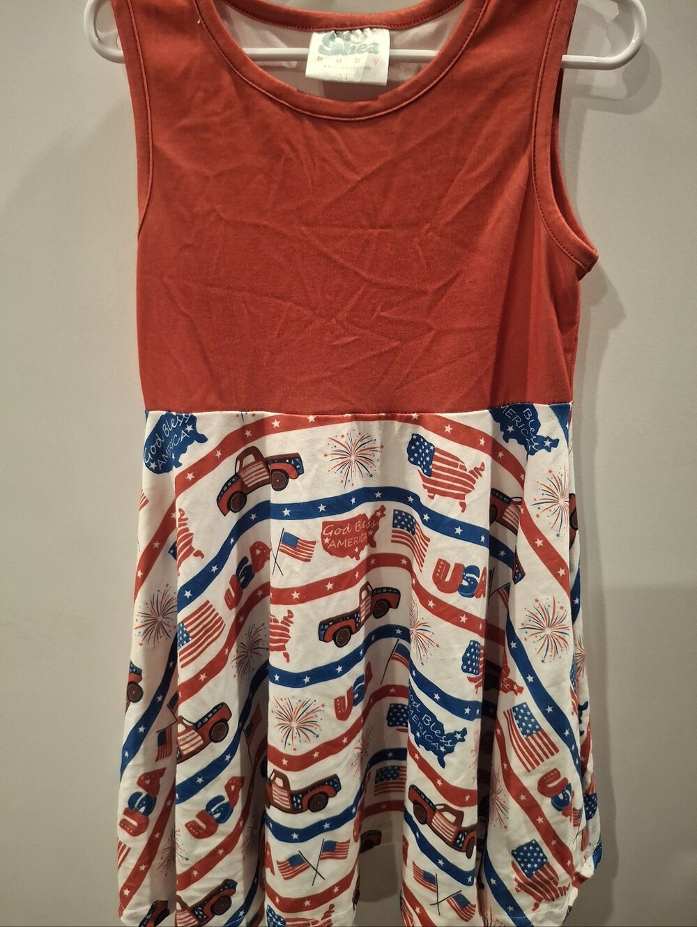 Girls' Red & White Patriotic Sleeveless Dress - (Brand Unspecified)